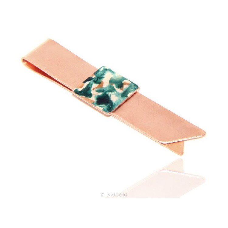 RMB|Money Clip stops NALBORI ® made of hypoallergenic copper for man with black & cream enamel