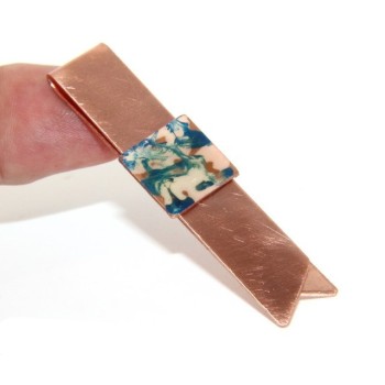RMB|Money Clip stops NALBORI ® made of hypoallergenic copper for man with blue & cream enamel