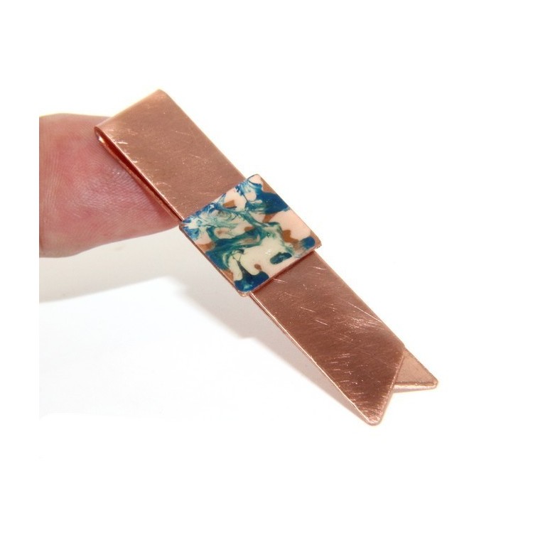 RMB|Money Clip stops NALBORI ® made of hypoallergenic copper for man with blue & cream enamel