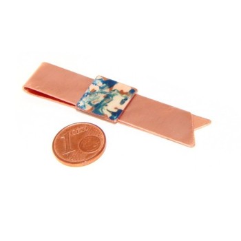 RMB|Money Clip stops NALBORI ® made of hypoallergenic copper for man with blue & cream enamel