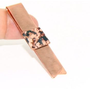 RMB|Money Clip stops NALBORI ® made of hypoallergenic copper for man with brown & cream enamel