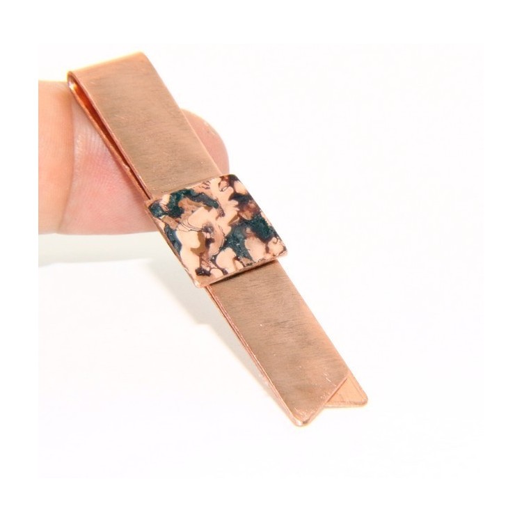 RMB|Money Clip stops NALBORI ® made of hypoallergenic copper for man with brown & cream enamel