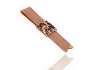 RMB|Money Clip stops NALBORI ® made of hypoallergenic copper for man with brown & cream enamel