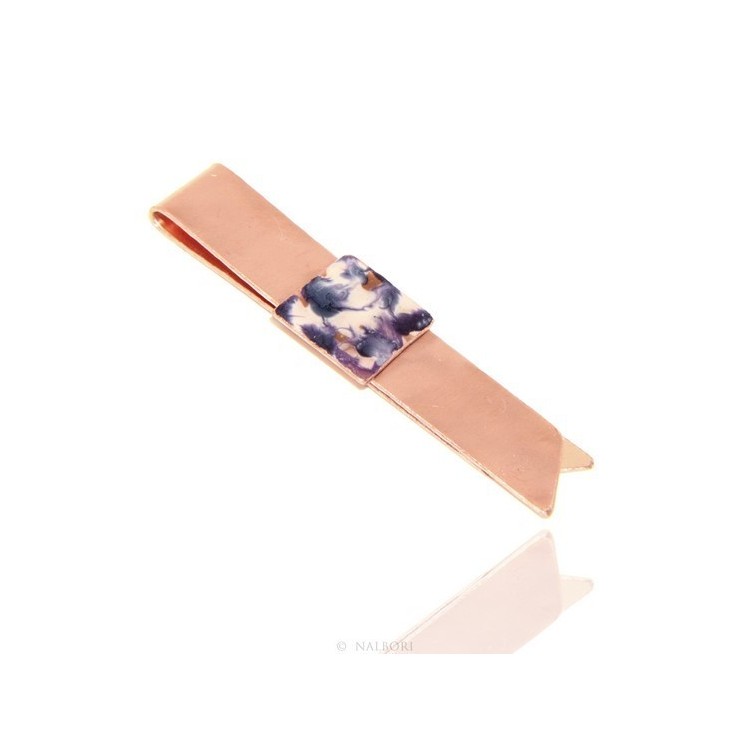 RMB|Money Clip stops NALBORI ® made of hypoallergenic copper for man with purple & cream enamel