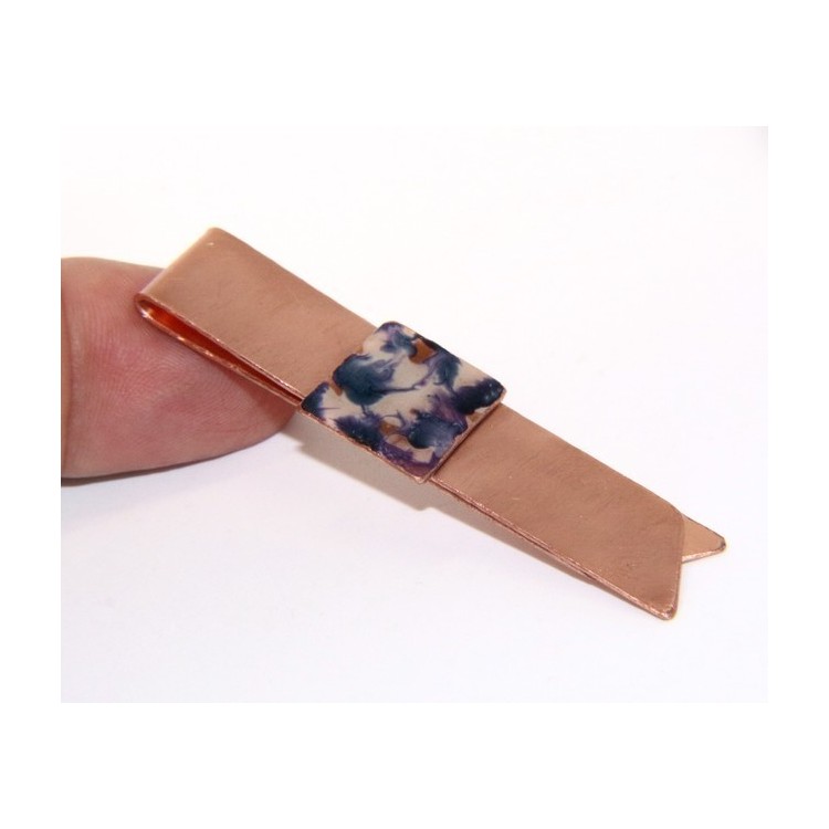 RMB|Money Clip stops NALBORI ® made of hypoallergenic copper for man with purple & cream enamel