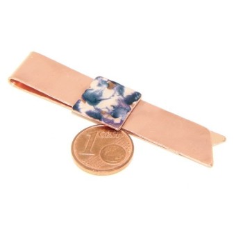 RMB|Money Clip stops NALBORI ® made of hypoallergenic copper for man with purple & cream enamel