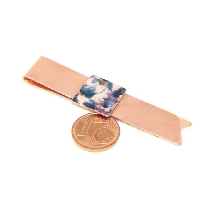 RMB|Money Clip stops NALBORI ® made of hypoallergenic copper for man with purple & cream enamel