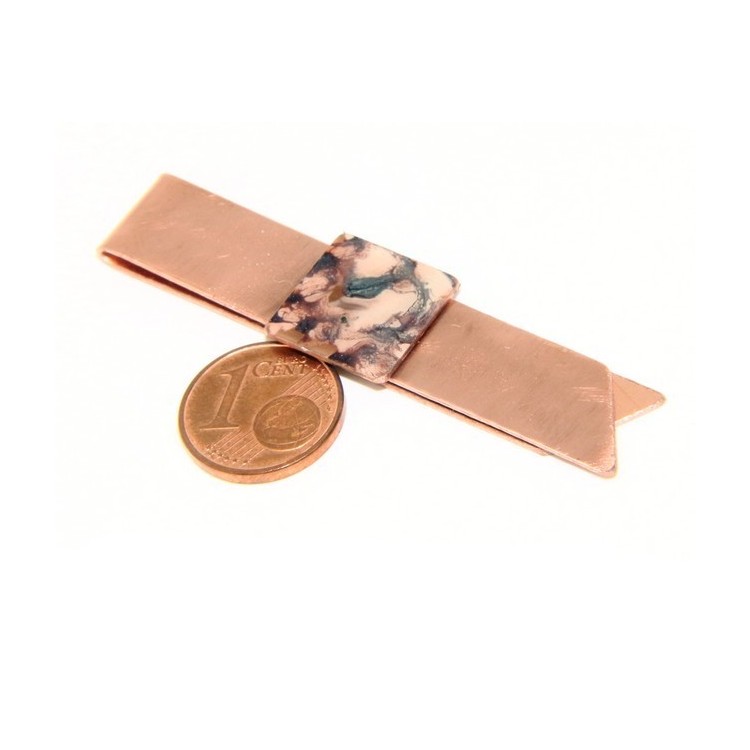 RMB|Money Clip stops NALBORI ® made of hypoallergenic copper for man with purple & cream enamel