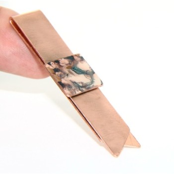 RMB|Money Clip stops NALBORI ® made of hypoallergenic copper for man with purple & cream enamel