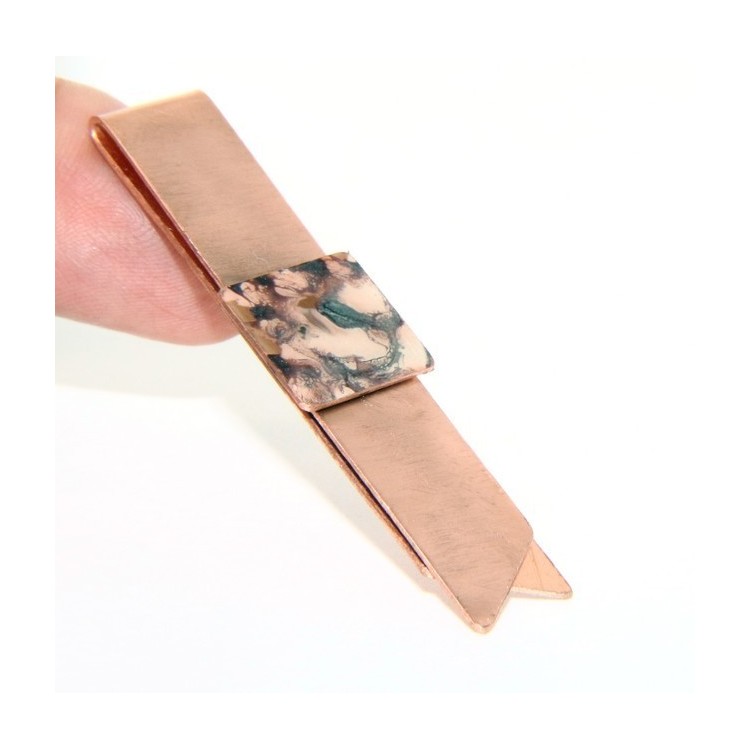 RMB|Money Clip stops NALBORI ® made of hypoallergenic copper for man with purple & cream enamel