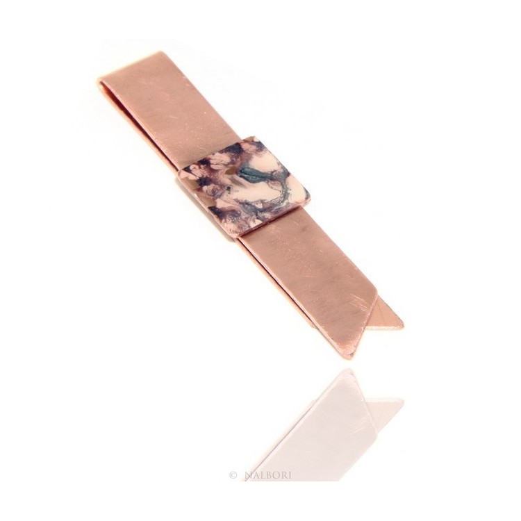 RMB|Money Clip stops NALBORI ® made of hypoallergenic copper for man with purple & cream enamel