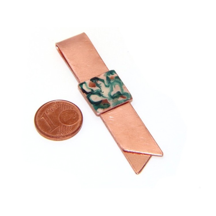 RMB|Money Clip stops NALBORI ® made of hypoallergenic copper for man with black & cream enamel