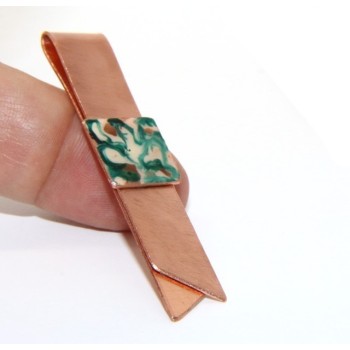 RMB|Money Clip stops NALBORI ® made of hypoallergenic copper for man with black & cream enamel