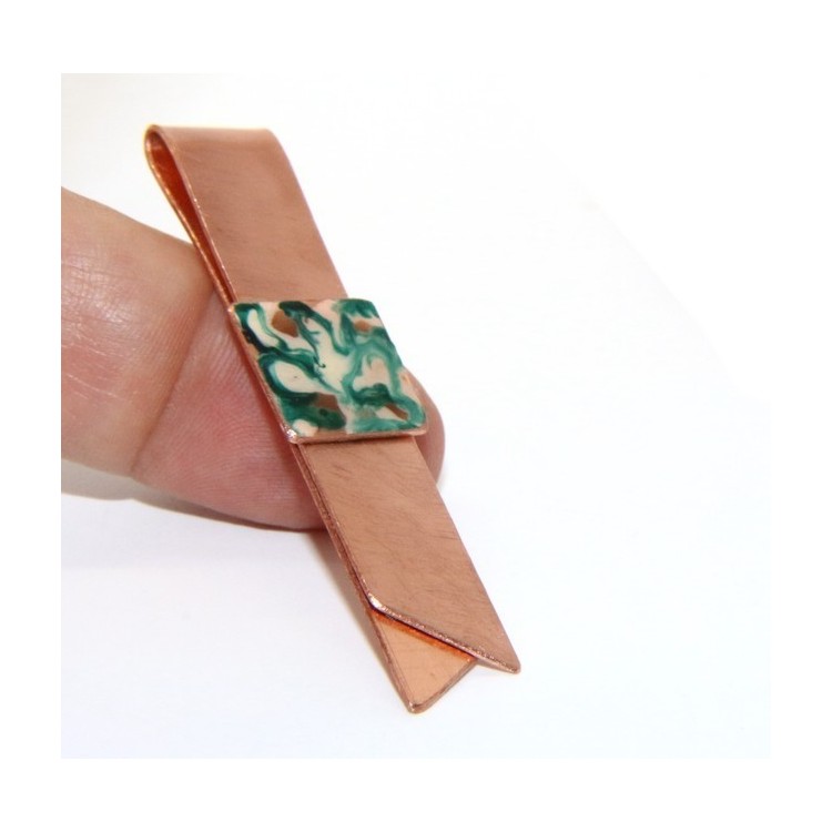 RMB|Money Clip stops NALBORI ® made of hypoallergenic copper for man with black & cream enamel