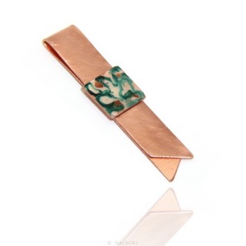 RMB|Money Clip stops NALBORI ® made of hypoallergenic copper for man with black & cream enamel