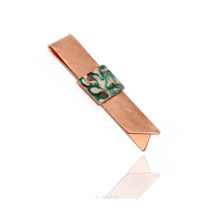 RMB|Money Clip stops NALBORI ® made of hypoallergenic copper for man with black & cream enamel