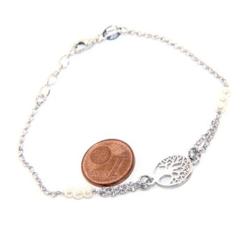 RMB|Bracciale albero della vita argento 925 perle bianche 16,50-19,00 cm