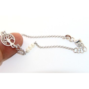 RMB|Bracciale albero della vita argento 925 perle bianche 16,50-19,00 cm