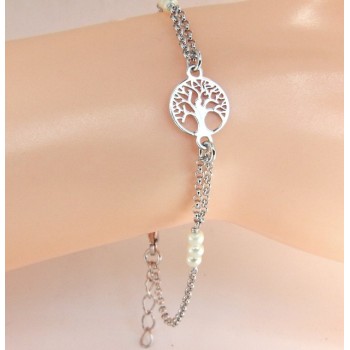 RMB|Man Woman Woman Bracelet Silver 925 Black Crystal Rosary Work with Life Tree 15.50-18.50