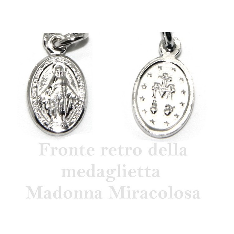 RMB|925 Silver Rosary Men's Necklace With Round Black Crystal 4mm Miraculous Madonna Cross 60 + 5