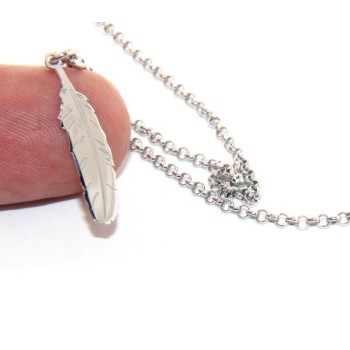 RMB|Silver 925: Necklace man or woman with feather pendant laser cutting