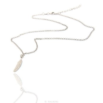 RMB|Silver 925: Necklace man or woman with feather pendant laser cutting