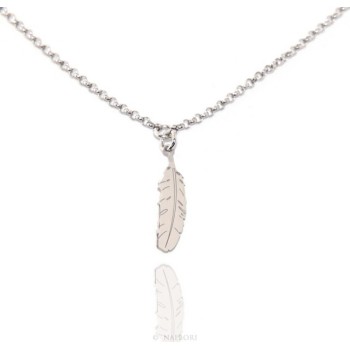 RMB|Silver 925: Necklace man or woman with feather pendant laser cutting