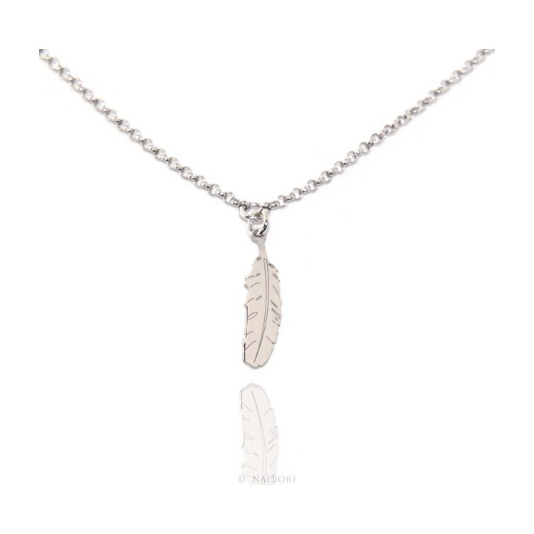 RMB|Silver 925: Necklace man or woman with feather pendant laser cutting
