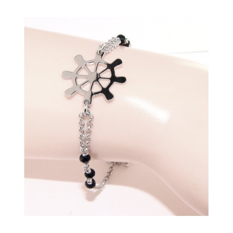 RMB|Man Woman Woman Bracelet Silver 925 Black Crystal Rhinestone Workmanship with Central Ruler 16.50 - 18.50