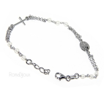 RMB|Rosary bracelet male female 925 miraculous Madonna, the cross and white beads 16,50 19,50
