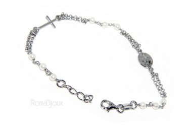 RMB|Rosary bracelet male female 925 miraculous Madonna, the cross and white beads 16,50 19,50