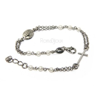 RMB|Rosary bracelet male female 925 miraculous Madonna, the cross and white beads 16,50 19,50