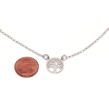 RMB|Argento 925 : Collana girocollo uomo o donna con medaglietta medaglia pendente albero della vita