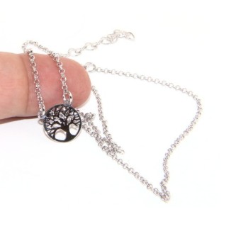 RMB|Argento 925 : Collana girocollo uomo o donna con medaglietta medaglia pendente albero della vita