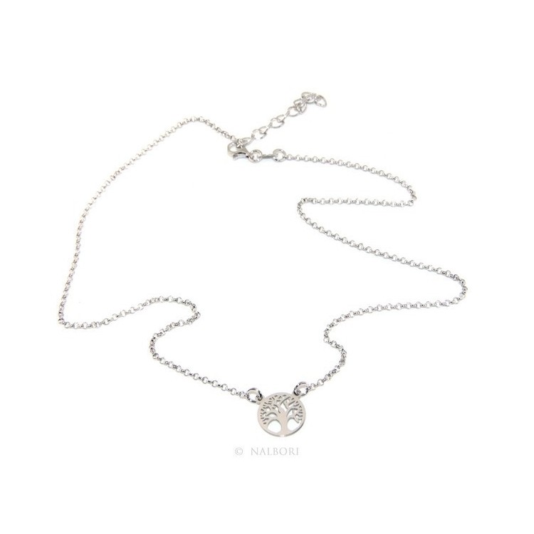 RMB|Argento 925 : Collana girocollo uomo o donna con medaglietta medaglia pendente albero della vita