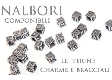 RMB|ARGENTO 925 : CHARME letterine cubetti e stop per Bracciale serie Nalbori componibili