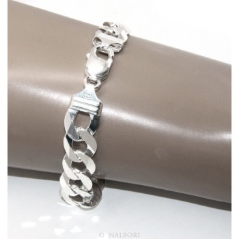 RMB|SILVER 925 rhodium plated man's bracelet 13 mm 21/22 cm large heavy for man