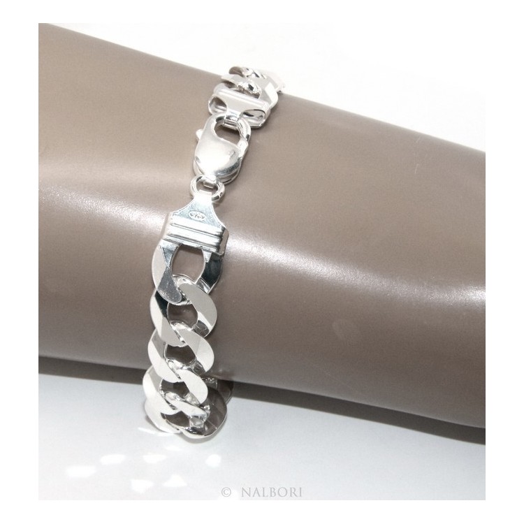 RMB|SILVER 925 rhodium plated man's bracelet 13 mm 21/22 cm large heavy for man