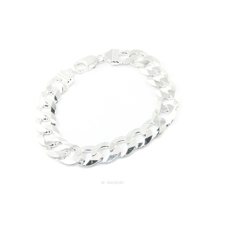 RMB|SILVER 925 rhodium plated man's bracelet 13 mm 21/22 cm large heavy for man