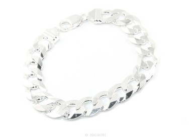 RMB|SILVER 925 rhodium plated man's bracelet 13 mm 21/22 cm large heavy for man