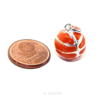 RMB|Silver 925: orange pendant for man or woman Ball Basketball  Made in Italy