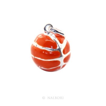 RMB|Argento 925 : Ciondolo uomo donna palla pallone da basket arancio Made in Italy