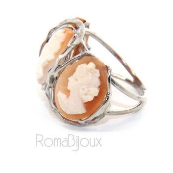 RMB|925 Silver: Woman open open trilogy italian cammeos tris adjustable woman's oval face