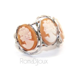 RMB|925 Silver: Woman open open trilogy italian cammeos tris adjustable woman's oval face