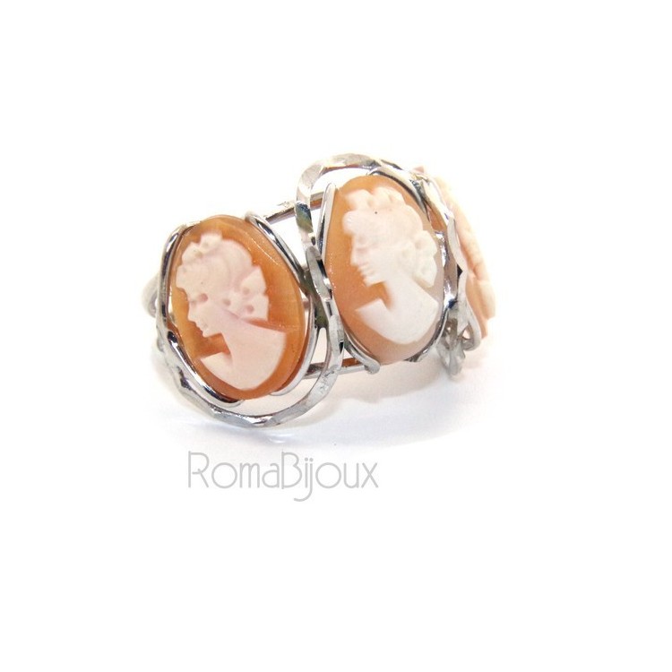 RMB|925 Silver: Woman open open trilogy italian cammeos tris adjustable woman's oval face