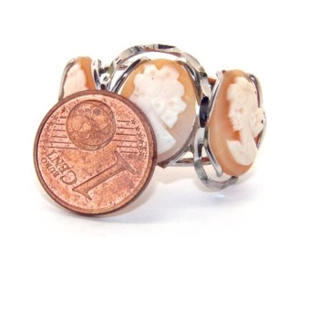 RMB|925 Silver: Woman open open trilogy italian cammeos tris adjustable woman's oval face