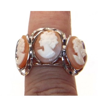 RMB|925 Silver: Woman open open trilogy italian cammeos tris adjustable woman's oval face