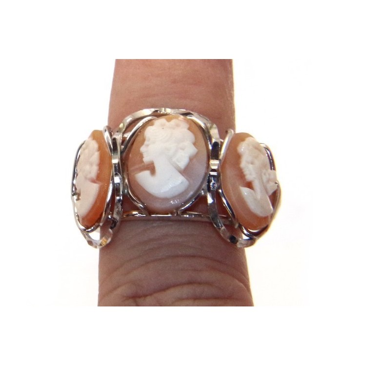 RMB|925 Silver: Woman open open trilogy italian cammeos tris adjustable woman's oval face