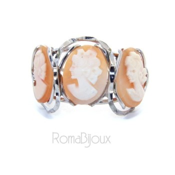 RMB|925 Silver: Woman open open trilogy italian cammeos tris adjustable woman's oval face