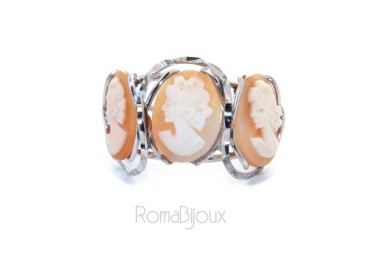 RMB|925 Silver: Woman open open trilogy italian cammeos tris adjustable woman's oval face